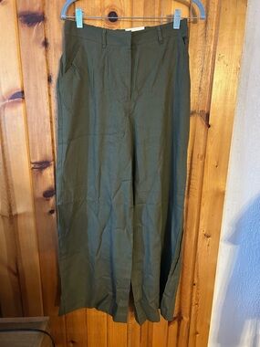 Max Studio Olive Wide-Leg Chinos for Women